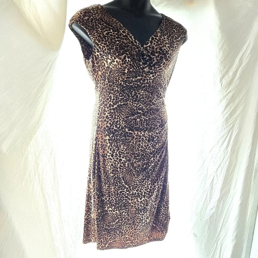 Cheetah Print Fitted Dress EUC - Picture 2 of 7